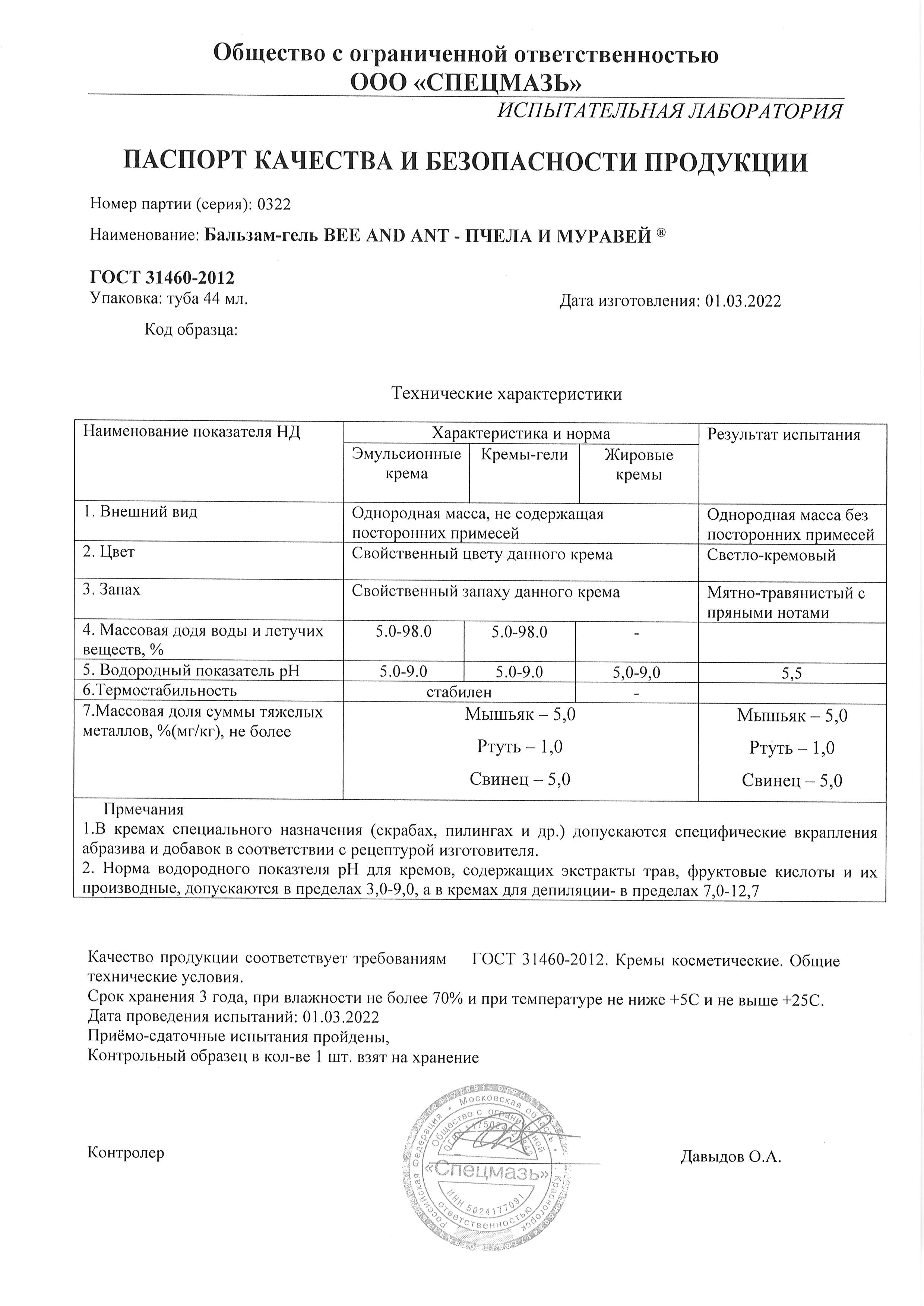 Паспорт №032022